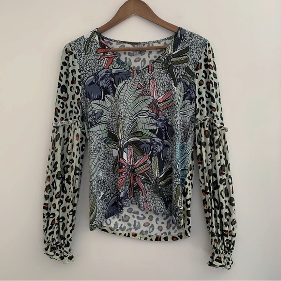 Anthropologie Tops - Bl^nk London Sibley Elephant Print Jungle Top XS Anthropologie